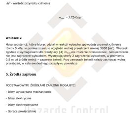 Ocena zagrożenia wybuchem ładowanie baterii akumulatorów wózków. W elektrycznych wózkach magazynowych będą użytkowane baterie wyprodukowane w technologii VRLA. Zawsze liczą się najgorsze możliwe warunki pracy. Podczas ładowania baterii i przez godzinę po zakończeniu ładowania, jest emisja wodoru. strona 7 - wniosek 2 obliczenia wodoru Mmax